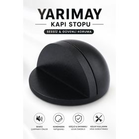 Badem10 Yapışkanlı Metal Kapı Stopu Mat Siyah Yarımay Kapı Stoperi Durdurucu Tutucu Tamponu