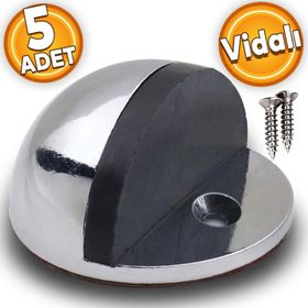 Badem10 Yarımay Kapı Krom 5 Adet Vidalı Metal Kapı Stopu Durdurucu Tutucu