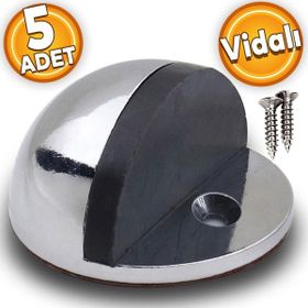 Badem10 Yarımay Kapı Krom 5 Adet Vidalı Metal Kapı Stopu Durdurucu Tutucu