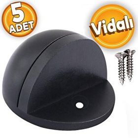 Badem10 Yarımay Kapı Mat Siyah 5 Adet Vidalı Metal Kapı Stopu Durdurucu Tutucu