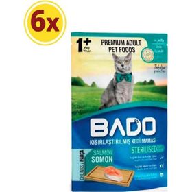 Bado Kısırlaştırılmış Somonlu Kedi 6x85 gr Yaş Mama