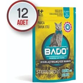 Bado Kısırlaştırılmış Somonlu Pouch 12x85 gr Kedi Yaş Maması