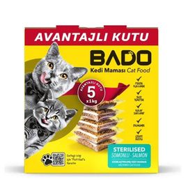 Bado Kısırlaştırılmış Yetişkin Somonlu 5x1 kg Kedi Maması