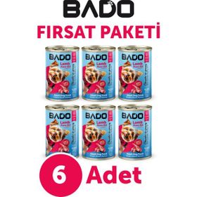 Bado Kuzu Etli 6×400 gr Yaş Köpek Maması