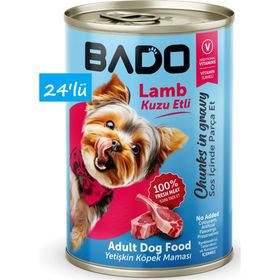 Bado Yetişkin Kuzu Etli 24x400 gr Yaş Köpek Mama