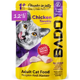 Bado Yetişkin Tavuk Etli Yaş 12x85 gr Kedi Mama