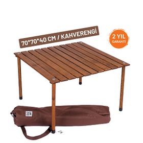 Bag The Joy Kahverengi 70x70x40 cm Rulo Kamp Masası