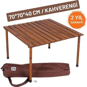 Bag The Joy Kahverengi 70x70x40 cm Rulo Kamp Masası