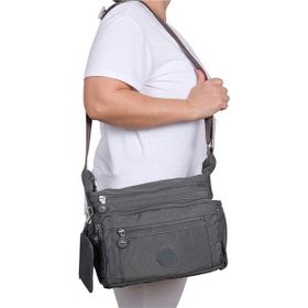 Bagacar 213 Klinkır Kaliteli Gri Kumaş Çapraz Kadın Omuz Çantası