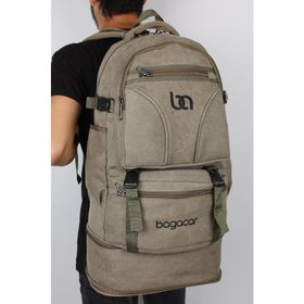 Bagacar 60 lt Haki Kanvas Laptoplu Körüklü Dağcı Sırt Çantası