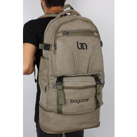 Bagacar 60 lt Haki Kanvas Laptoplu Körüklü Dağcı Sırt Çantası