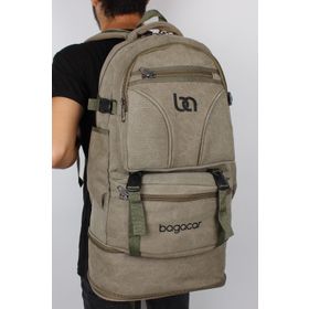 Bagacar 60 lt Haki Kanvas Laptoplu Körüklü Dağcı Sırt Çantası