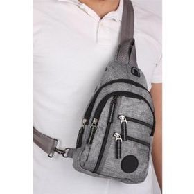 Bagacar NP Çok Gözlü Kulaklıklı Unisex Body Bag Çapraz Gri Çanta