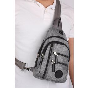Bagacar NP Çok Gözlü Kulaklıklı Unisex Body Bag Çapraz Gri Çanta