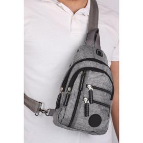 Bagacar NP Çok Gözlü Kulaklıklı Unisex Body Bag Çapraz Gri Çanta