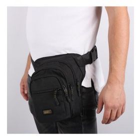 Bagacar Siyah Erkek Motorcu ve Bacak Bağlamalı Bel Çantası