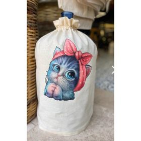 Bagand Sevimli Kedi Baskılı Krem Damacana Kılıfı