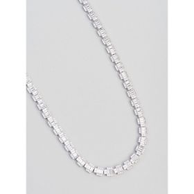 Baget Taşlı 18 Ayar Beyaz Altın Kaplama 42 cm Gümüş Gerdanlık