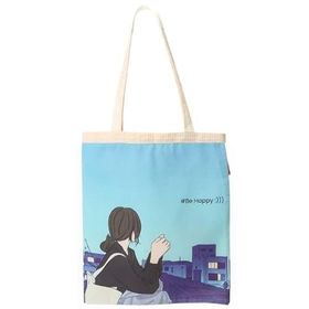 Baghashtag Anime Kız Be Happy Baskılı Bez Kadın Günlük Çanta