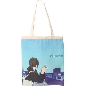 Baghashtag Anime Kız Be Happy Baskılı Bez Kadın Günlük Çanta