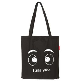 Baghashtag I See You Baskılı Siyah Bez Kadın Günlük Çanta