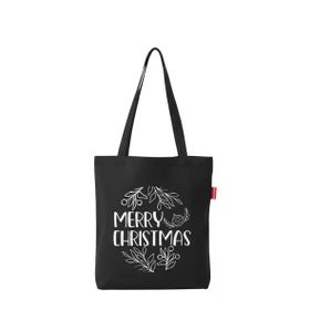 Baghashtag Merry Christmas Kız Baskılı Siyah Bez Kadın Günlük Çanta