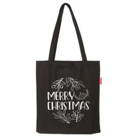 Baghashtag Merry Christmas Kız Baskılı Siyah Bez Kadın Günlük Çanta