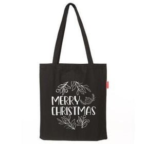 Baghashtag Merry Christmas Kız Baskılı Siyah Bez Kadın Günlük Çanta