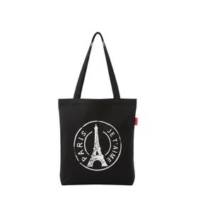 Baghashtag Paris Baskılı Siyah Bez Kadın Günlük Çanta