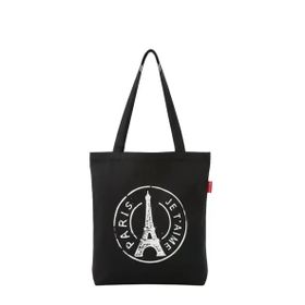 Baghashtag Paris Baskılı Siyah Bez Kadın Günlük Çanta