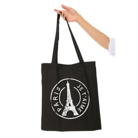 Baghashtag Paris Baskılı Siyah Bez Kadın Günlük Çanta