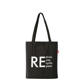 Baghashtag Reduce Reuse Recycle Repat Baskılı Siyah Bez Kadın Günlük Çanta