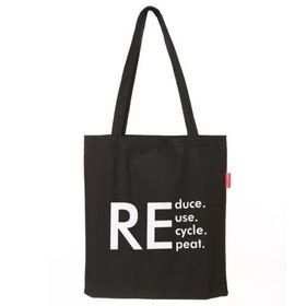 Baghashtag Reduce Reuse Recycle Repat Baskılı Siyah Bez Kadın Günlük Çanta