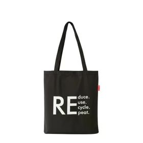 Baghashtag Reduce Reuse Recycle Repat Baskılı Siyah Bez Kadın Günlük Çanta