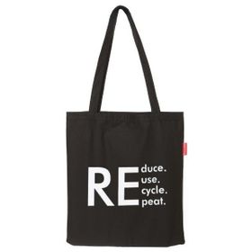 Baghashtag Reduce Reuse Recycle Repat Baskılı Siyah Bez Kadın Günlük Çanta