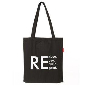 Baghashtag Reduce Reuse Recycle Repat Baskılı Siyah Bez Kadın Günlük Çanta