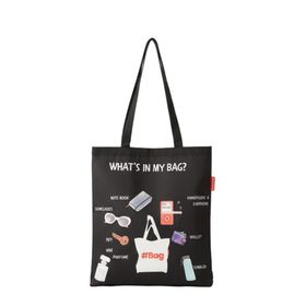 Baghashtag What is in My Bag Baskılı Bez Kadın Günlük Çanta