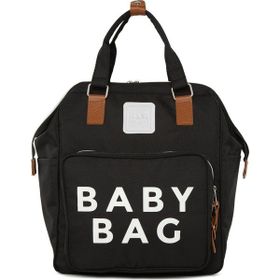 Bagmori Baby Bag Baskılı Siyah Cepli Anne Bebek Bakım Sırt Çantası
