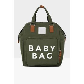 Bagmori M000005163 Haki Baby Bag Baskılı Cepli Anne Bebek Bakım Sırt Çantası