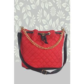 Bagorama Kırmızı Kapitone Kumaş Boğmalı Kadın Omuz Çantası