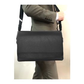 Bagorama Siyah Suni Deri 14 inç Unisex Postacı ve Evrak Çantası