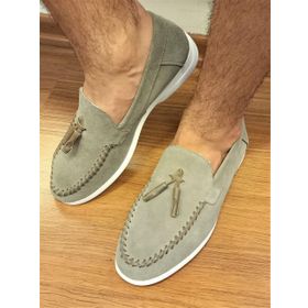 Bags Shoes 441260 Vizon Northam Erkek Hakiki Süet Deri Püsküllü Loafer Ayakkabı