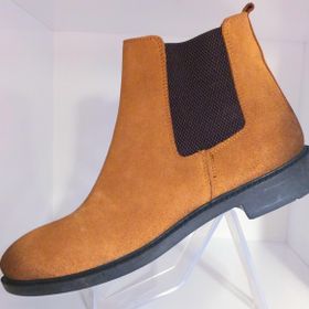 Bags Shoes INT2023K-018 Taba Süet Erkek Deri Klasik Chelsea Bot