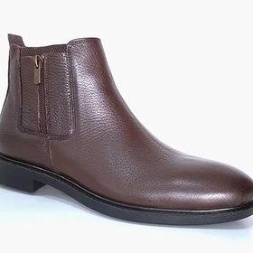Bags Shoes INT2023K-026 Kahve Erkek Deri Fermuar Garnili Kauçuk Taban Chelsea Bot