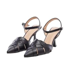 Bags Shoes Nish N2431 Siyah Hakiki Deri Premium Klasik Arkası Açık Kadın Topuklu Ayakkabı
