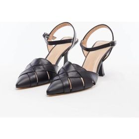 Bags Shoes Nish N2431 Siyah Hakiki Deri Premium Klasik Arkası Açık Kadın Topuklu Ayakkabı