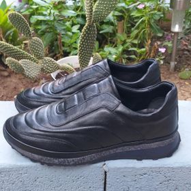 Bags Shoes PRX18004 Siyah Erkek Deri Günlük Casual Bağsız Ayakkabı