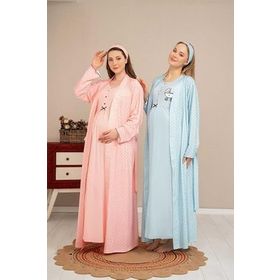 BAHA 4302 Pembe Lohusa Sabahlık Gecelik Takım