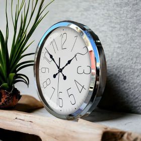 Bahat Krom Metal Çerçeveli Salon Ofis Otel 52 cm C4 Duvar Saati