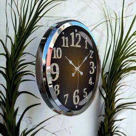 Bahat Krom Metal Çerçeveli Salon Ofis Otel 52 cm C5 Duvar Saati